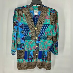 Lady Carol VTG 80’s Colorful Patchwork Women's Jacket 14